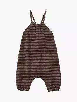 Детский комбинезон elodie в хлопчатобумажную полоску на тонких бретельках Caramel, цвет Brown/Ecru