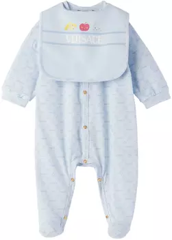 Детский комбинезон и нагрудник «Утро» нежно-голубого цвета Versace