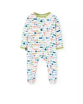 Детский комбинезон из 100% хлопка с принтом и застежкой спереди Boboli, мультиколор