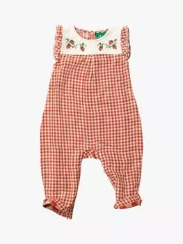 Детский комбинезон из чистого органического хлопка с оборками в клетку Little Green Radicals, красный/разноцветный