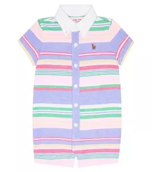Детский комбинезон из хлопка в полоску Polo Ralph Lauren Kids, мультиколор