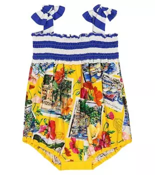 Детский комбинезон из хлопкового поплина с принтом «портофино» Dolce&Gabbana Kids, мультиколор