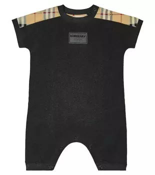 Детский комбинезон из смесового хлопка Burberry Kids, черный