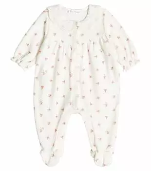 Детский комбинезон из смесового хлопка с цветочным принтом Tartine Et Chocolat, белый