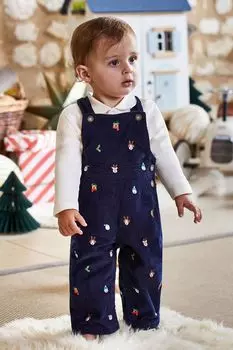 Детский комбинезон JoJo Maman Bb с вышивкой праздничного мотива Jojo Maman Bb, синий
