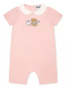 Детский комбинезон Moschino Kids с рисунком медведя, розовый
