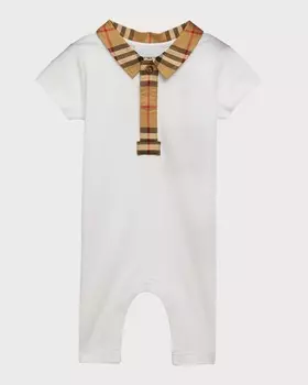 Детский комбинезон-поло Charli Check-Print, размер для новорожденных-12M Burberry