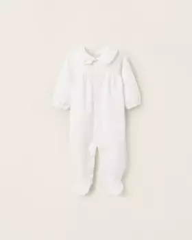 Детский комбинезон с длинными рукавами и узором в горошек для девочки Zippy, белый