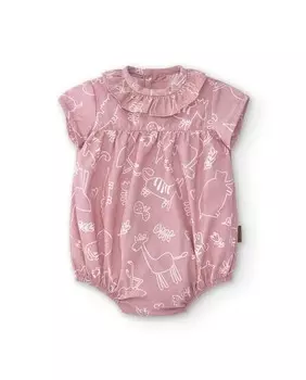 Детский комбинезон с короткими рукавами и напечатанными рисунками Charanga, розовый