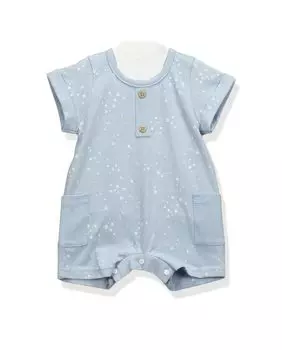 Детский комбинезон с короткими рукавами и звездами BABID, светло-синий
