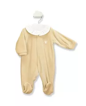 Детский комбинезон с тафтингом и контрастной оборкой на шее BABID, светло-коричневый