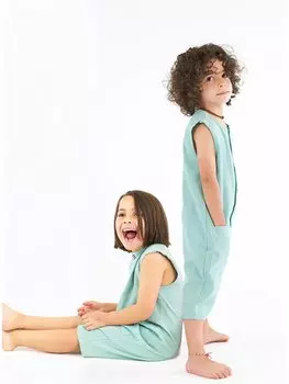 Детский комбинезон унисекс из ткани с круглым вырезом Catz Kids, мятно-зеленый