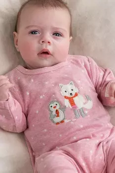 Детский комбинезон в мелкий горошек Purebaby, розовый