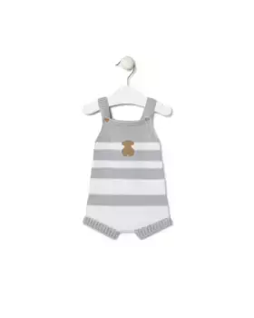 Детский комбинезон в полосатый хлопковый трикотаж Tous, серый