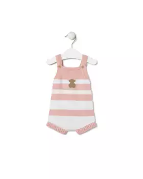 Детский комбинезон в полосатый хлопковый трикотаж Tous, цвет Rosa