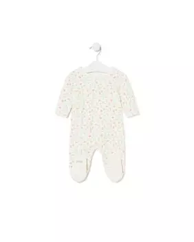 Детский комбинезон в запахе с мишками и разноцветными буквами Tous, белый
