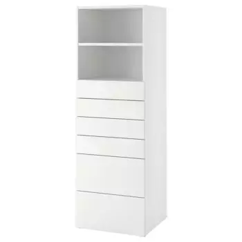Детский комод, белый, 60x55x180 см, PLATSA/SMSTAD IKEA