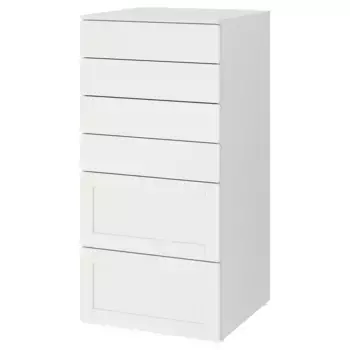 Детский комод, белый каркас, 60x55x123 см, PLATSA/SMSTAD IKEA