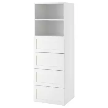 Детский комод, белый каркас, 60x55x180 см, PLATSA/SMSTAD IKEA