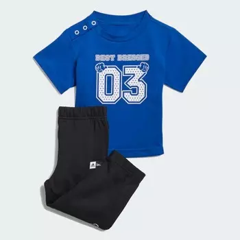 Детский комплект Adidas х Disney Tee And Pants, 2 предмета, синий/черный/белый