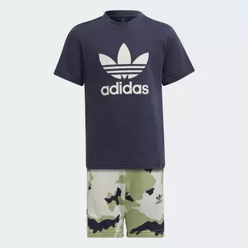 Детский комплект Adidas Originals Camo Shorts And Tee, 2 предмета, синий/мультиколор