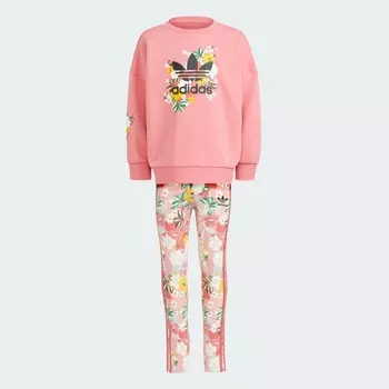 Детский комплект Adidas Originals HER Studio London Floral Crew, 2 предмета, розовый/мультиколор