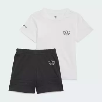 Детский комплект Adidas Originals SPRT Collection Shorts And Tee, 2 предмета, белый/серовато-черный