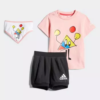 Детский комплект Adidas Sports Performance, 3 предмета, розовый/черный/мультиколор