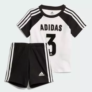 Детский комплект Adidas Sportswear Summer, 2 предмета, белый/черный
