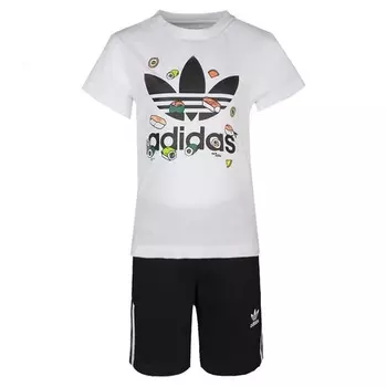 Детский комплект Adidas T-Shirt And Shorts, 2 предмета, черный/белый/мультиколор