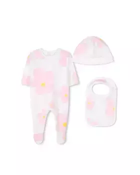 Детский комплект из 3 предметов 100% хлопок с цветочным принтом Marc Jacobs, цвет Rosa