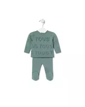 Детский комплект из ажурного свитера и леггинсов Tous, зеленый