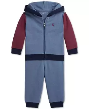 Детский комплект из флисовой толстовки и штанов с цветными блоками Polo Ralph Lauren, мультиколор