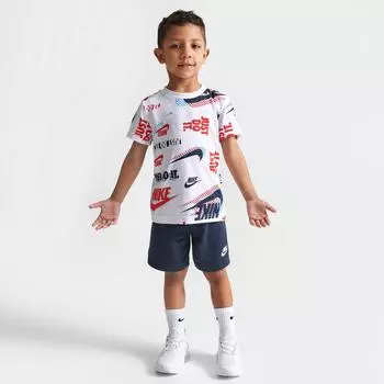 Детский комплект из футболки и шорт Nike Active Joy для малышей, синий