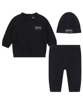 Детский комплект из футболки и штанишек и шапочки в тон Kenzo Kids, темно-синий