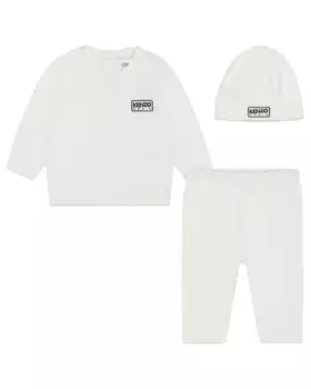 Детский комплект из футболки и штанишек и шапочки в тон Kenzo Kids, белый