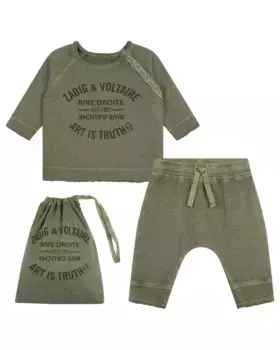 Детский комплект из футболки и штанишек из 100% хлопка Zadig & Voltaire, цвет Kaki