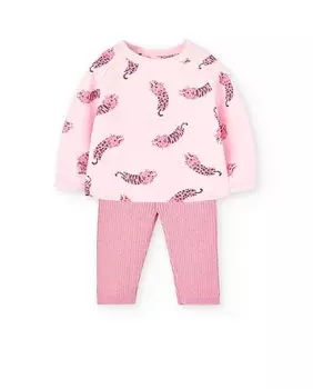 Детский комплект из футболки с длинными рукавами с животным принтом и леггинсов Boboli, мультиколор