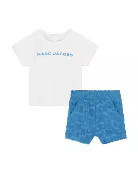 Детский комплект из футболки с короткими рукавами и шортиков Marc Jacobs, синий