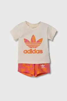 Детский комплект из хлопка adidas Originals, оранжевый
