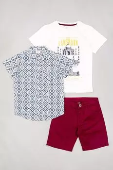 Детский комплект из хлопка на молнии Zippy, бордовый