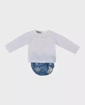 Детский комплект из хлопковой футболки и трусиков La Ormiga, синий