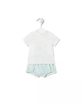 Детский комплект из однотонного хлопка с принтом с буквами и Bold Bear Tous, синий