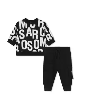 Детский комплект из толстовки с принтом и штанов с несколькими карманами Marc Jacobs, черный