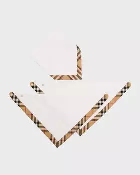 Детский комплект из трех предметов нагрудника на кнопках Burberry, цвет White