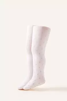 Детский комплект натурального цвета с колготками с блестящими сердечками Monsoon