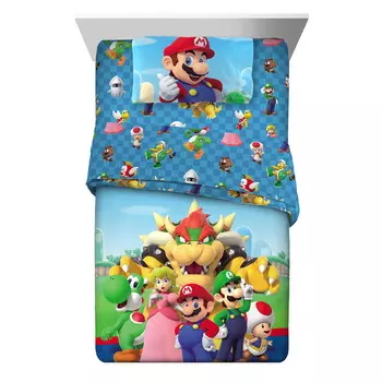 Детский комплект постельно белья Super Mario, синий