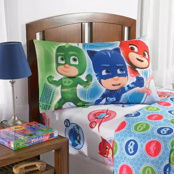 Детский комплект простыней PJ Masks 2 шт, белый и синий