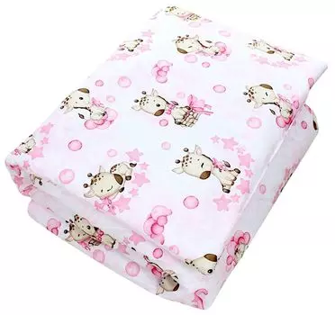 Детский комплект пуховых одеял с рисунком ТупТам всесезонное пуховое одеяло подушка плоская подушка 2 шт., цвет: жираф/розовый, размер: 135 х 200 см / 40 х 80 см TupTam