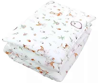 Детский комплект пуховых одеял с рисунком ТупТам, всесезонное одеяло, пуховое одеяло, плоская подушка, 2 шт., цвет: поляна/олень, размер: 135 х 100 см TupTam